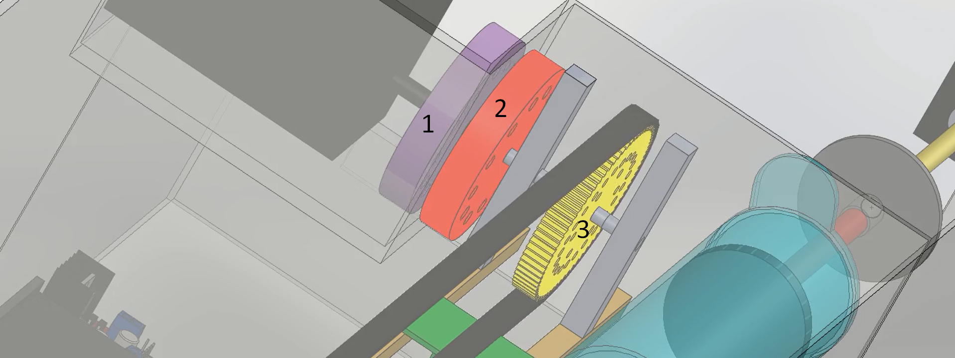 Exploded CAD view of the magnetic coupling