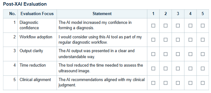 Post-XAI questionnaire